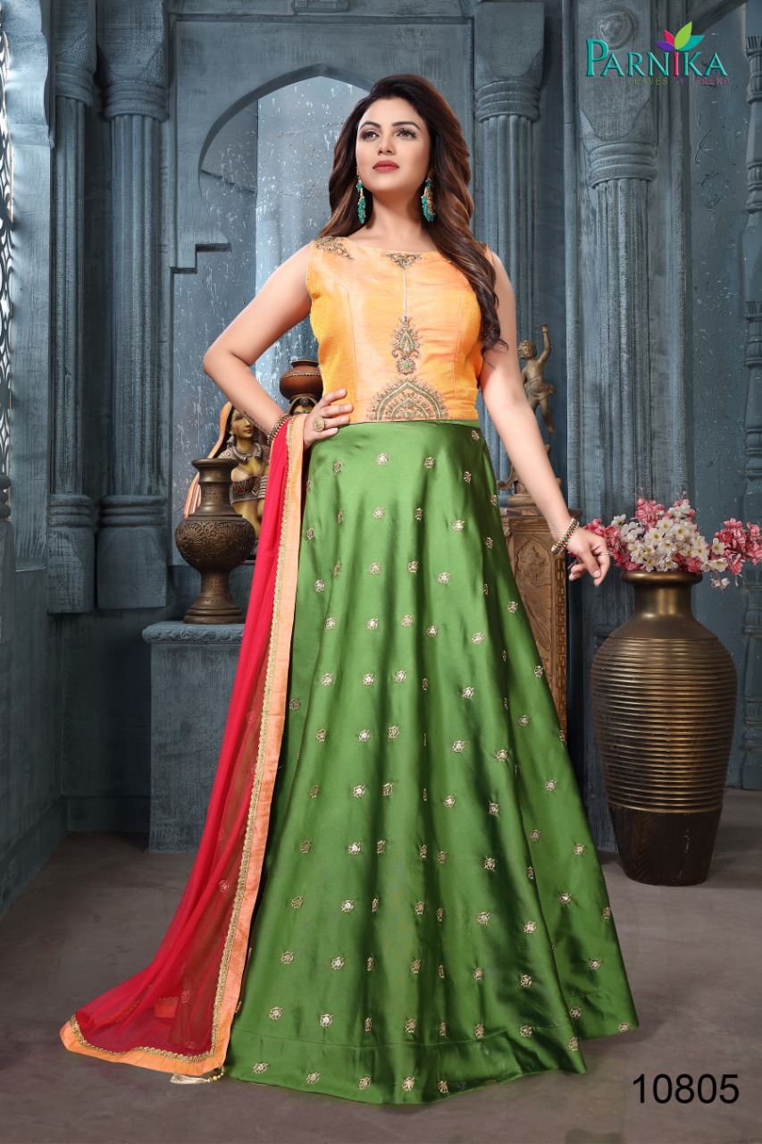 Parnika presenting series 10800 western look Lehengha crop top with skirt concept