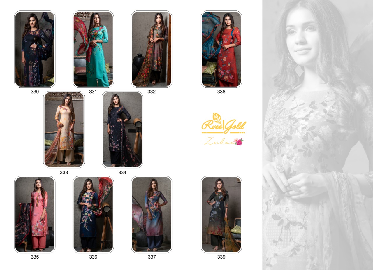 Rvee Gold zubaa Beautiful casual digital printed salwar kameez collection