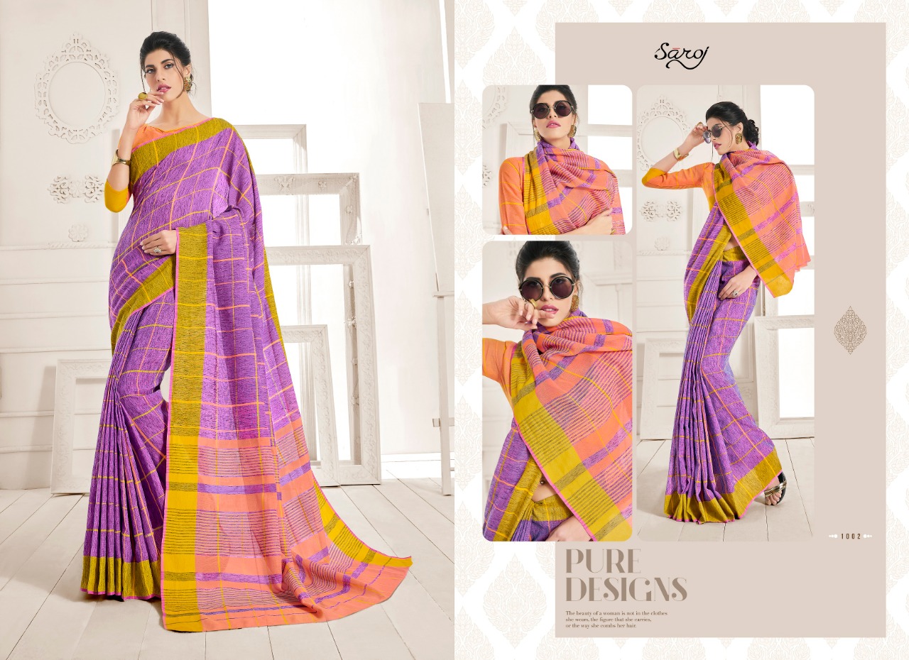 Saroj peach beautiful casual wear sarees collection