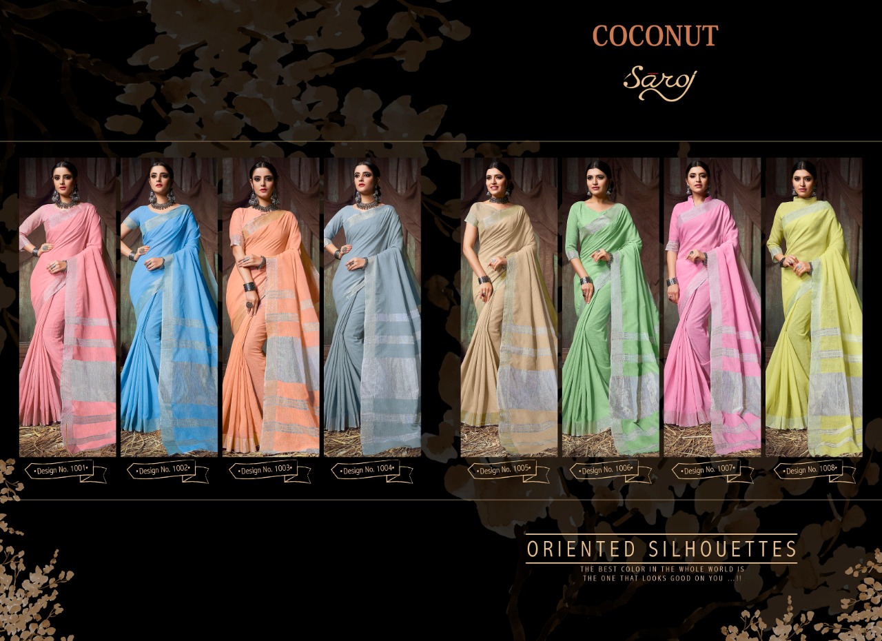 Saroj presents coconut Beautiful casual rich look sarees collection