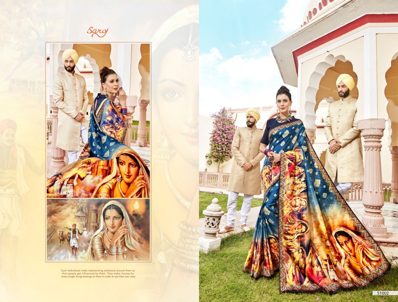 Saroj presents kalindi stylish digital printed sarees collection