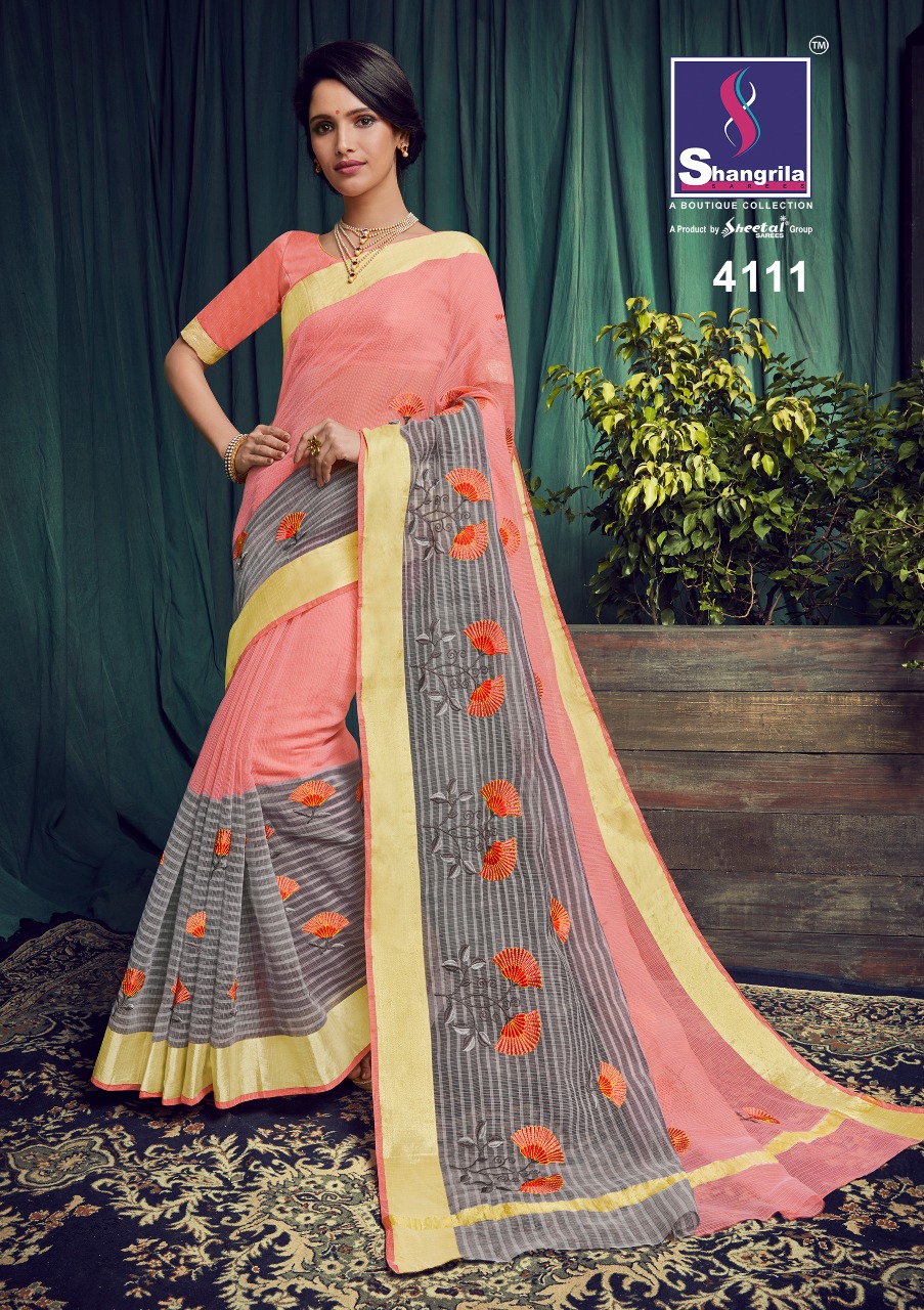 Shangrila liza cotton Exclusive trendy look sarees collection