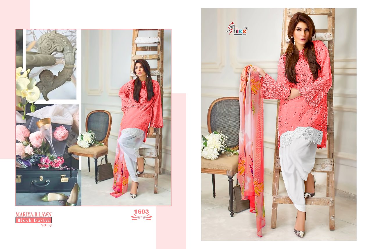 Shree fabs presenting mariya b lawn block buster vol 3 casual fancy collection of salwar kameez
