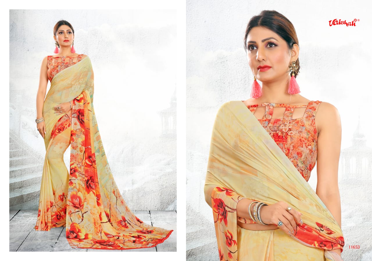 Vaishali fashion presenting mayraa crape 4 beautiful printed sarees collection