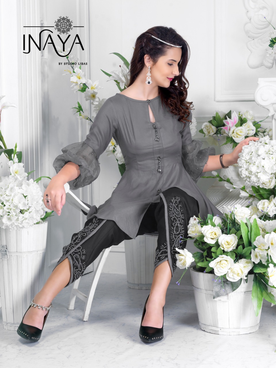 Inaya by studio tunic n tulip design no 3 stylish party wear tunic with tulip pants concept