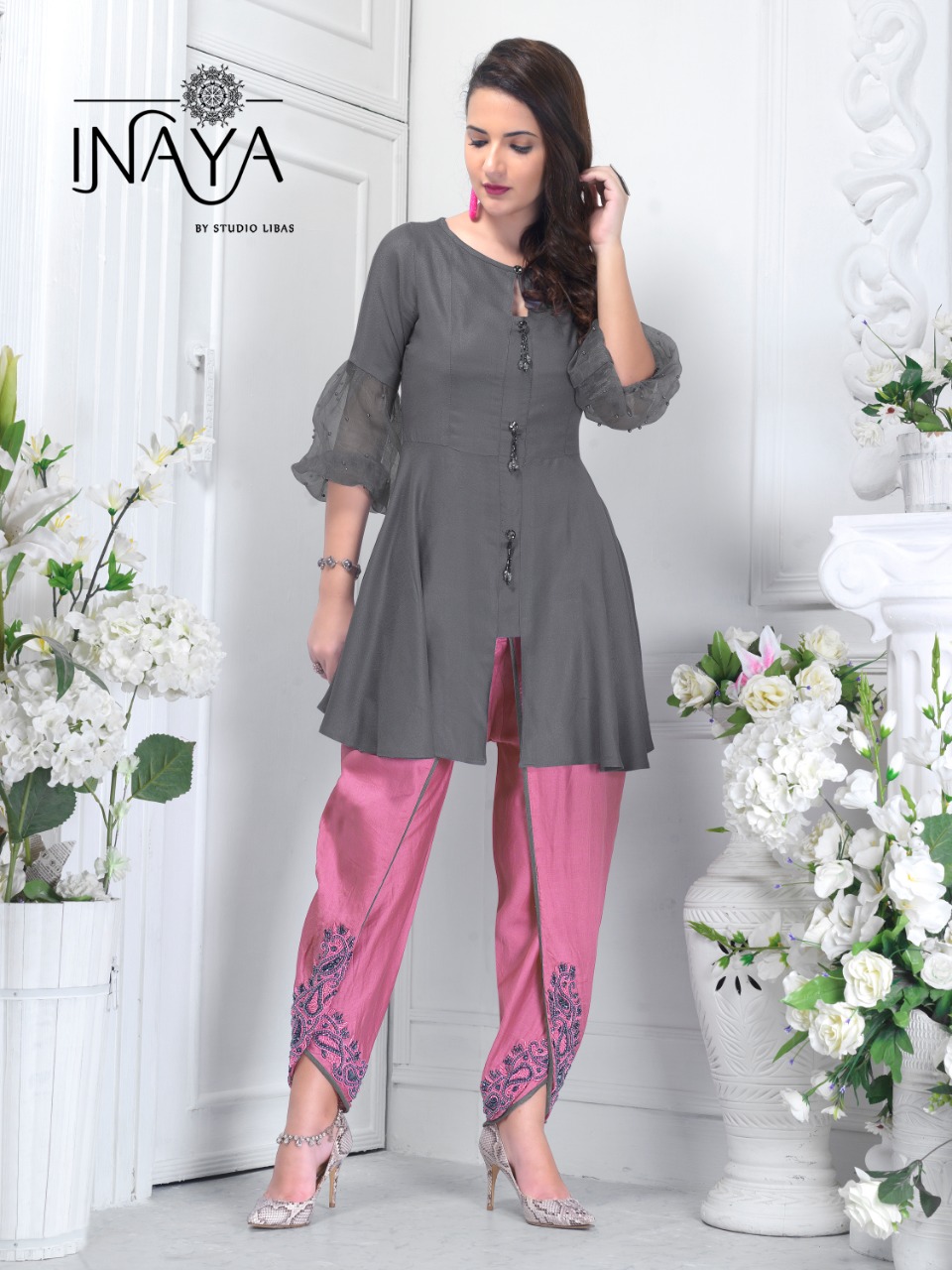 Inaya by studio tunic n tulip design no 3 stylish party wear tunic with tulip pants concept