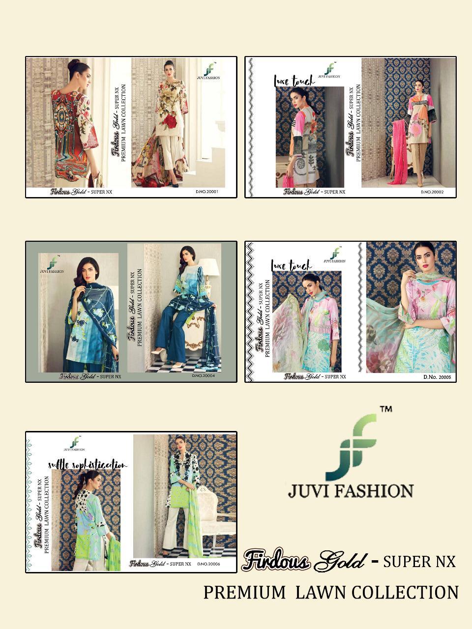 JUVI fashion firdous gold super nX premium lawn collection Fancy daily wear salwar kameez collection
