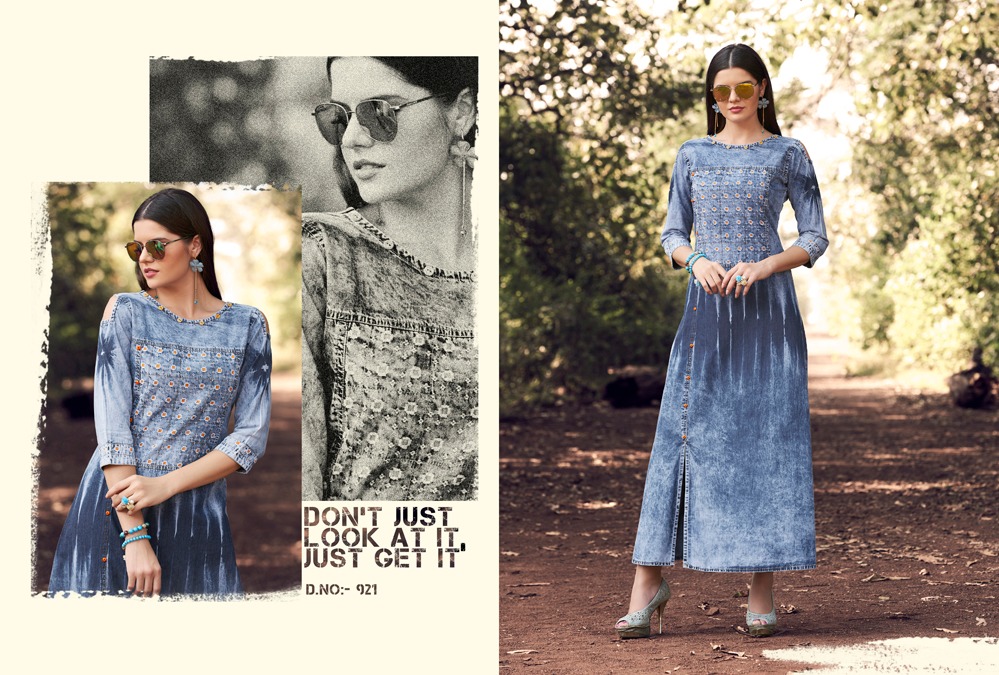 Kajree Fashion blue lee vol 3 stylish demin Gown collection of kurtis
