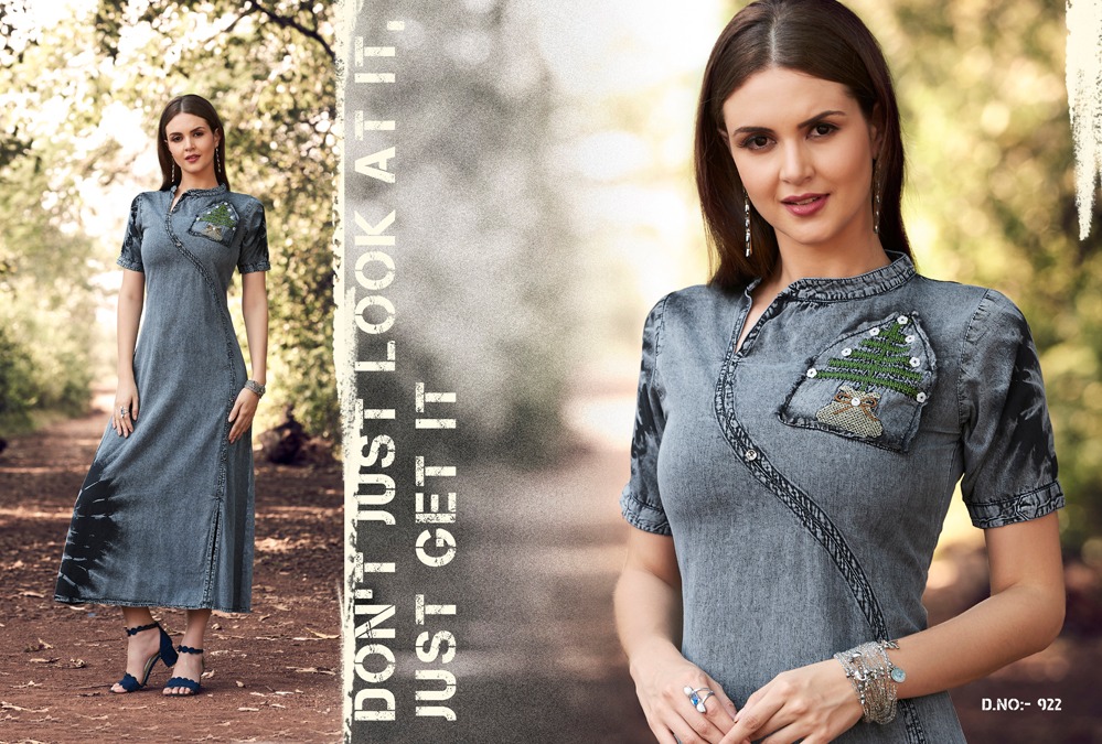 Kajree Fashion blue lee vol 3 stylish demin Gown collection of kurtis