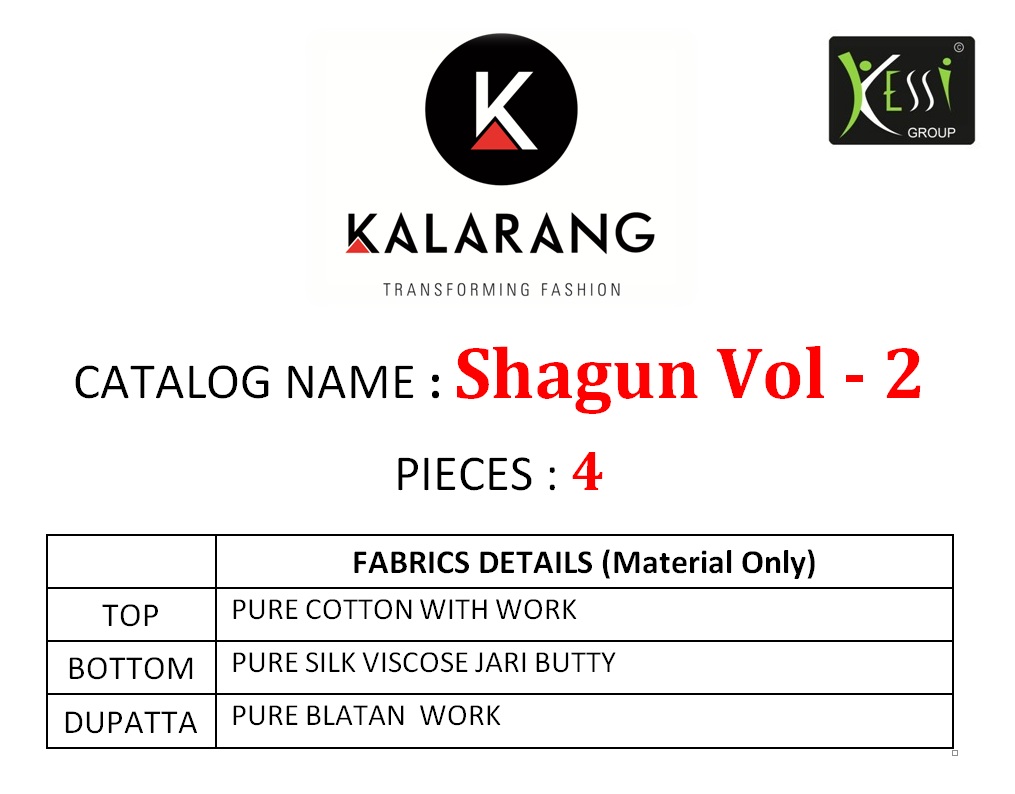 Kalarang creation shagun vol 2 simple casual wear salwae kameez collection