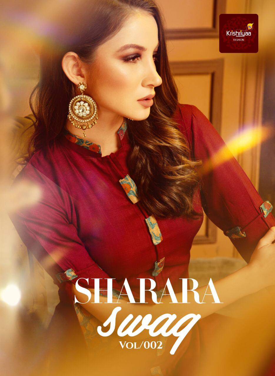 Krishriyaa fashion sharara swag vol 2 beautiful trendy look collection of kurti with sharara