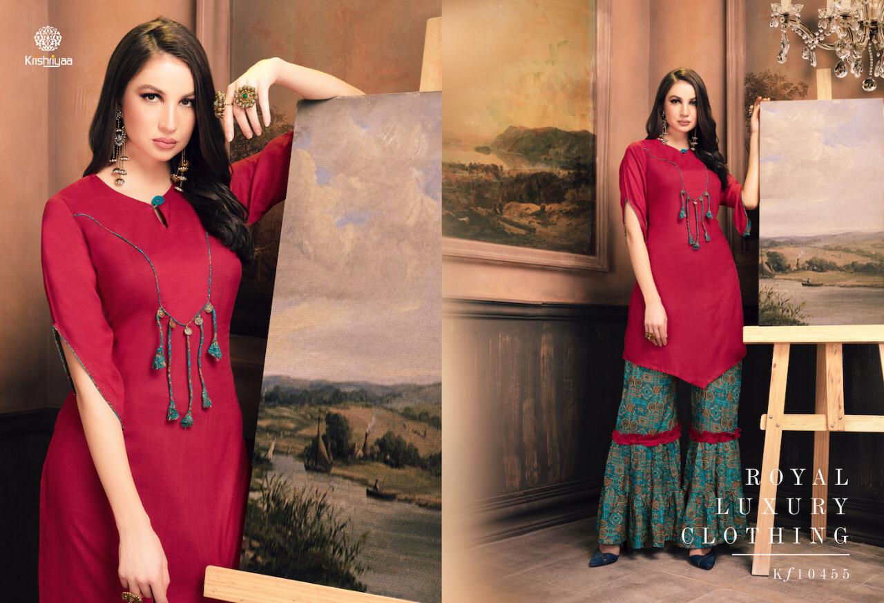 Krishriyaa fashion sharara swag vol 2 beautiful trendy look collection of kurti with sharara