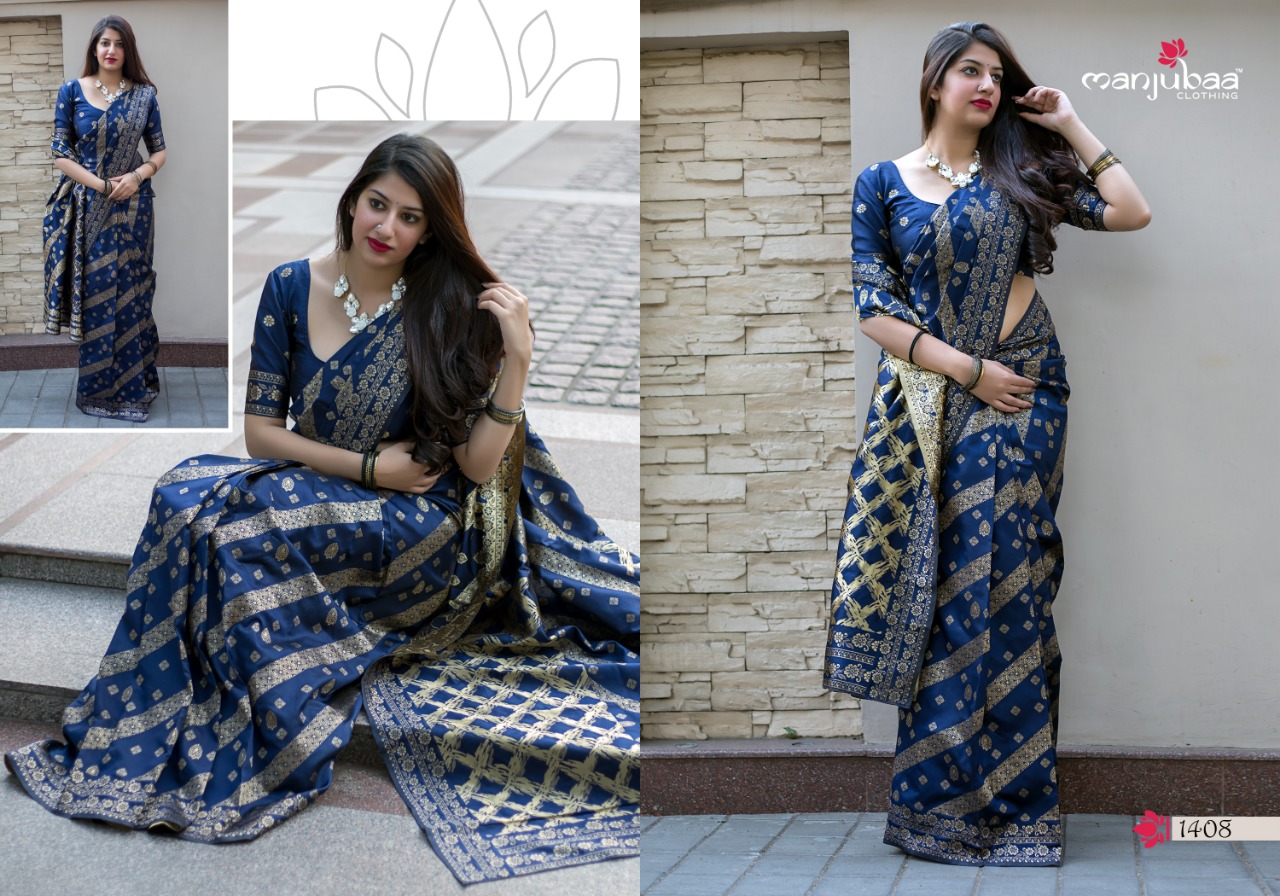 Manjubaa clothing midhusha silk beautiful rich look sarees concept