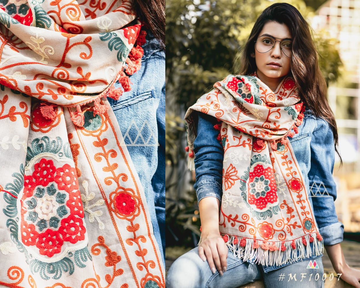 Mesmora launch wollen embroidered stylish traditional winter collection of stoles