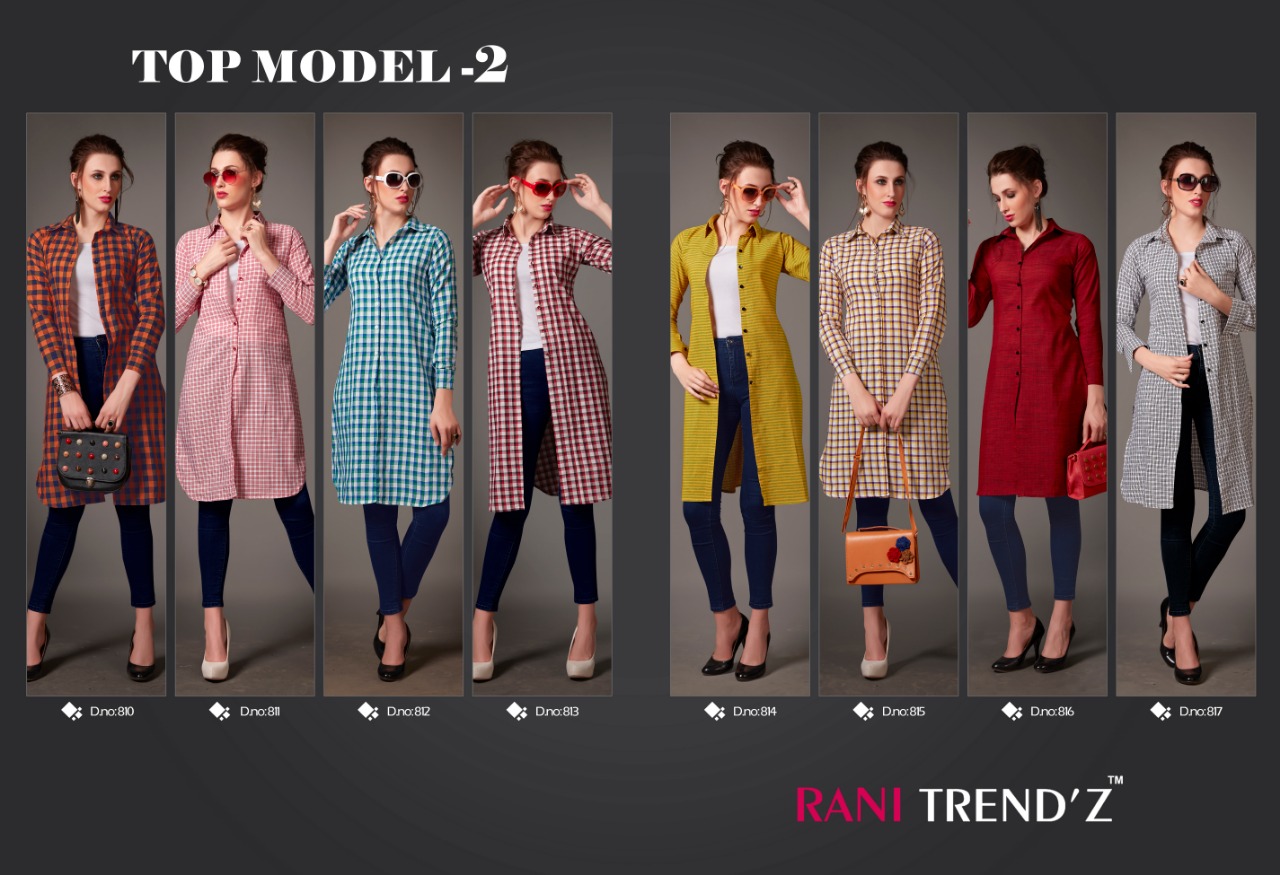 Rani trendz top model 2 stylish casual wear long top style kurti Concept