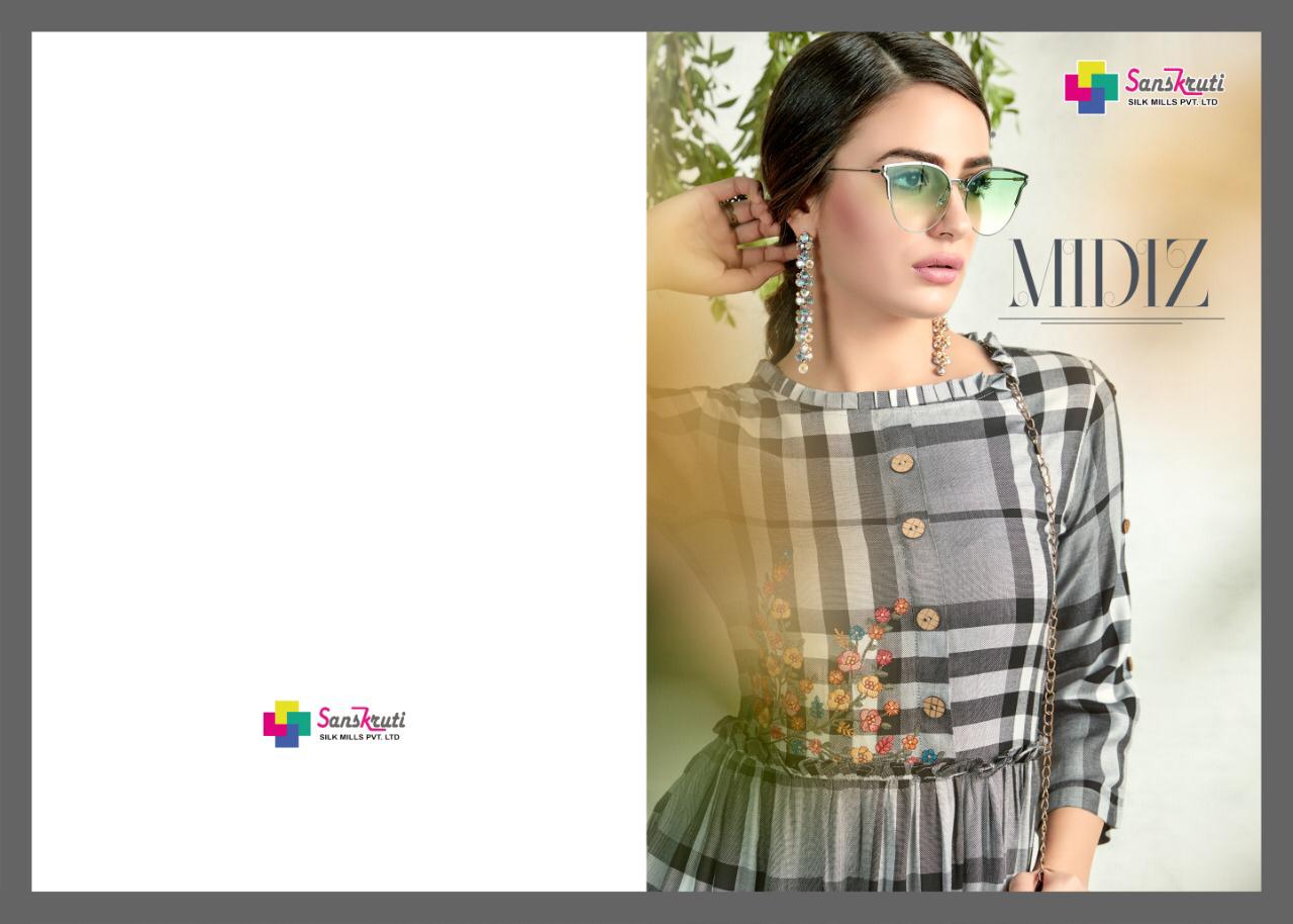 Sanskruti silk mills pvr lTD mIDIZ simple elegant trendy look kurtis concept