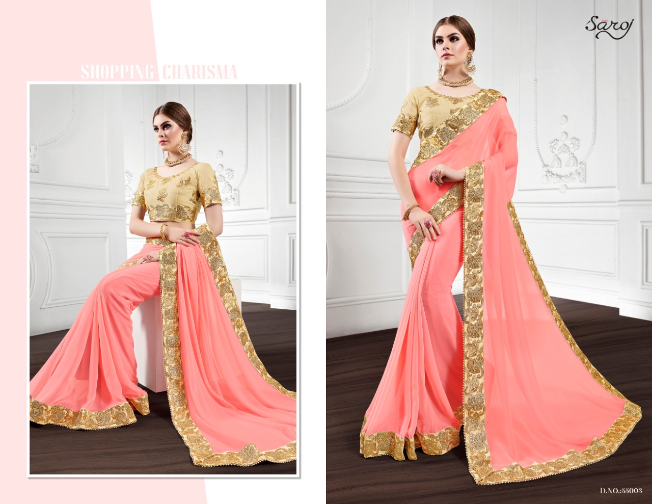 Saroj presenting indian fashion 2 beautiful Heavy party wear collection of sarees