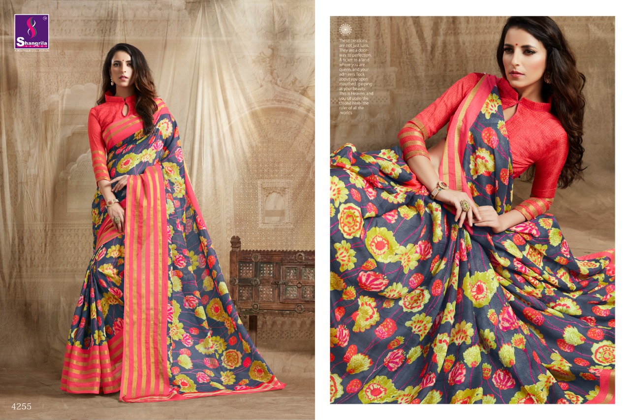 Shangrila Vanya silk vol 3 simple cotton printed sarees concept