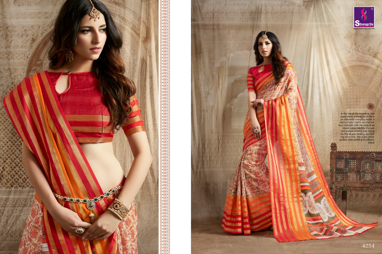 Shangrila Vanya silk vol 3 simple cotton printed sarees concept