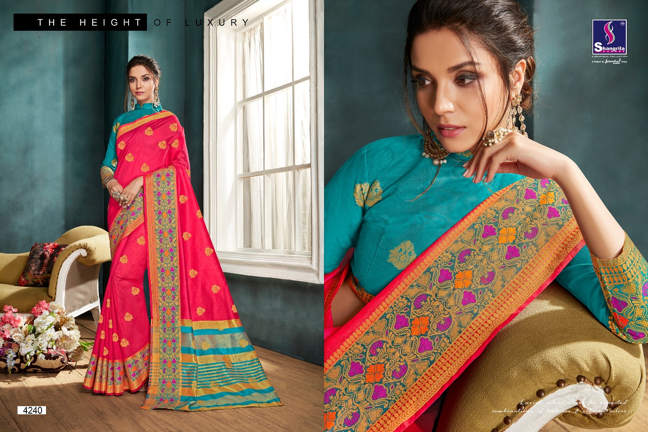 Shangrila zara silk casual trandy look sarees collection