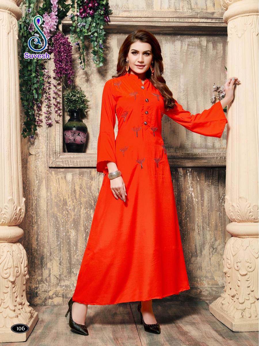 Suvesh nazam exclusive party wear gowns style long kurtis collection