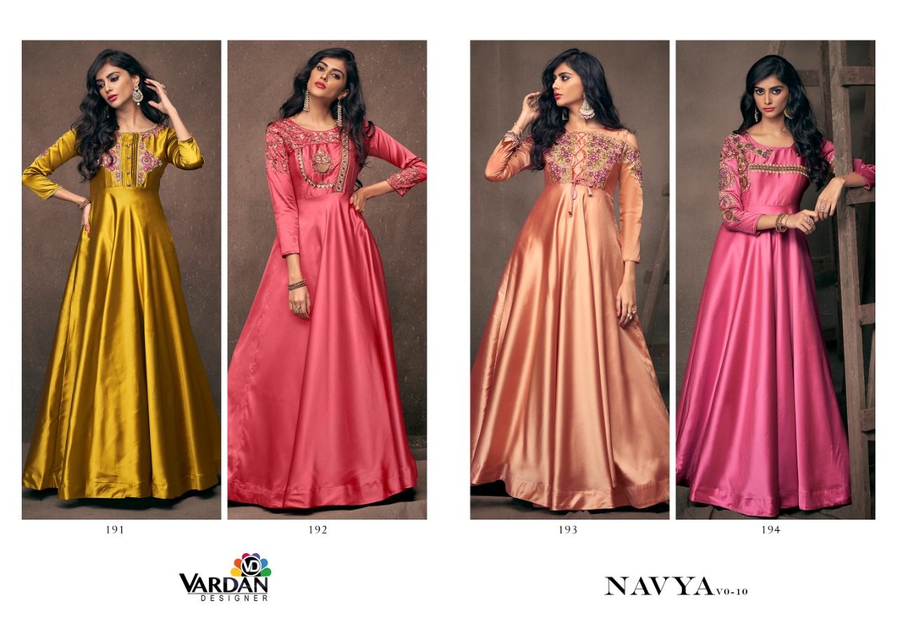 Vardan designer navya vol 10 beautiful party wear gown collection