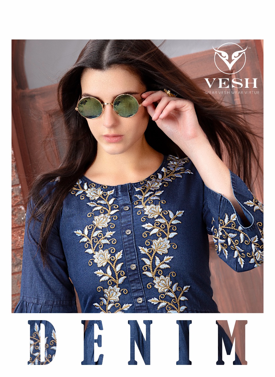 Vesh denim stylish ready to wear Kurtis concept