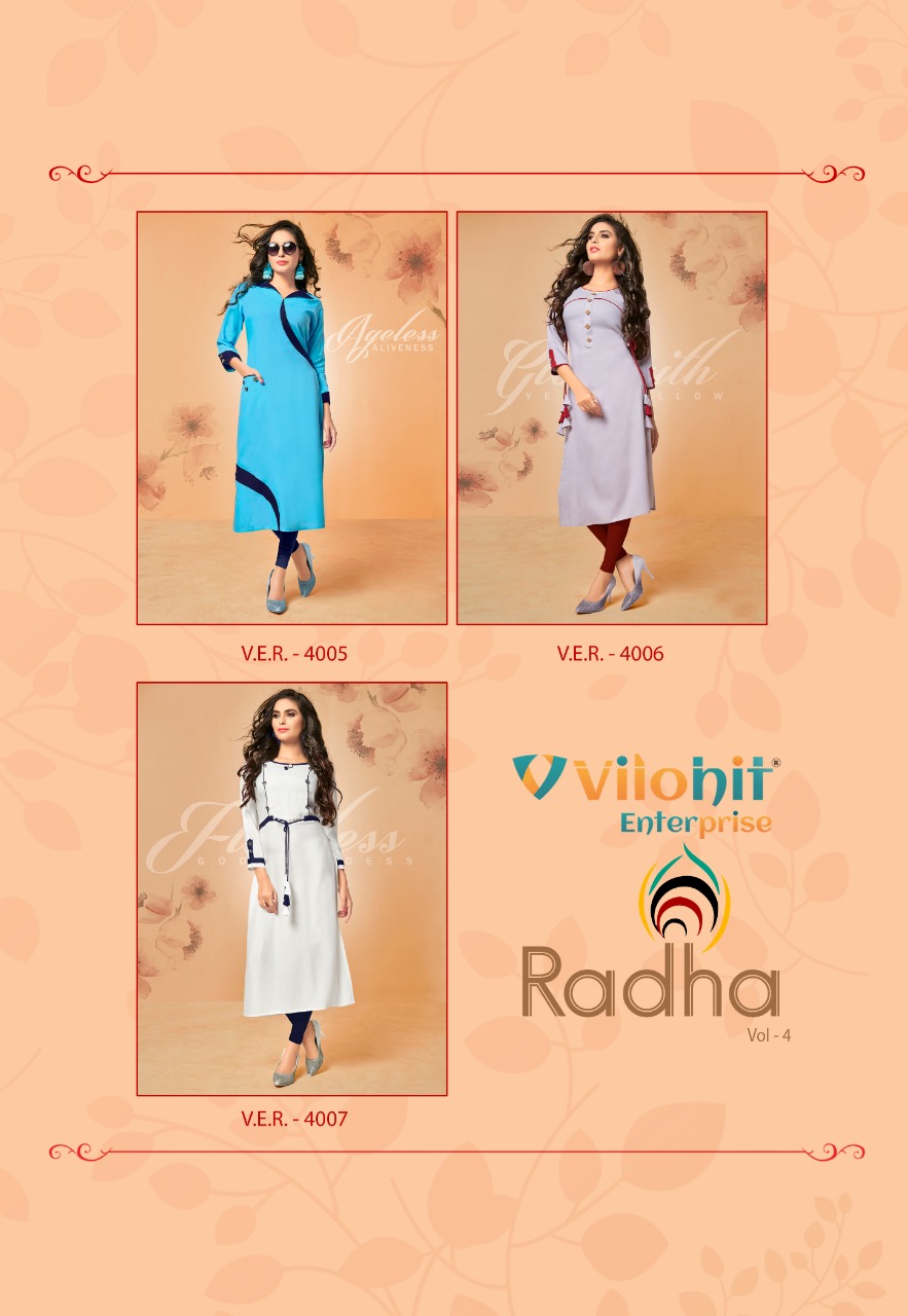 Vilohit enterprise radha vol 4 ready to wear kurtis concept