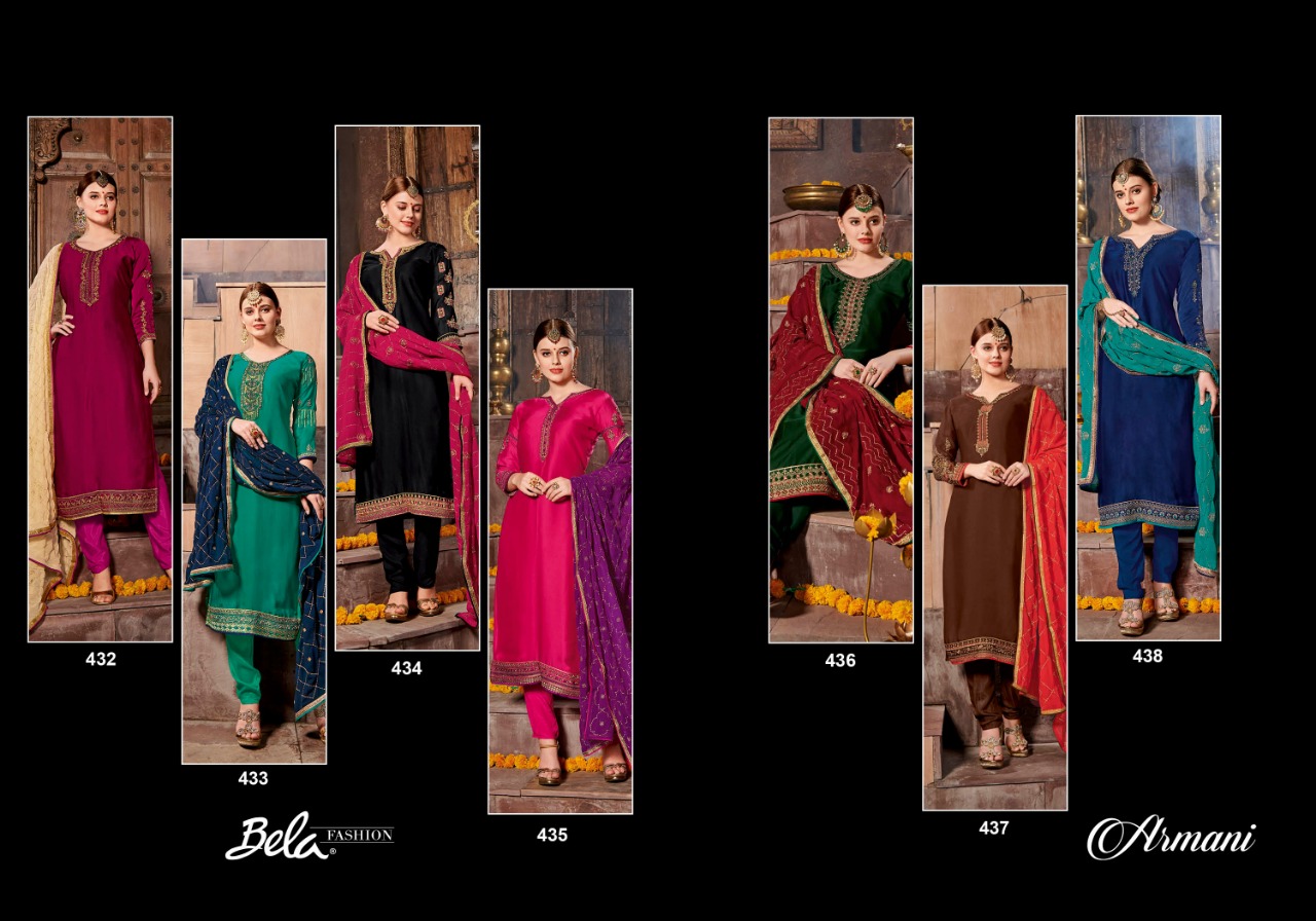 Bela fashion armani colourful party wear Salwar Kameez Collection at Wholesale Rate