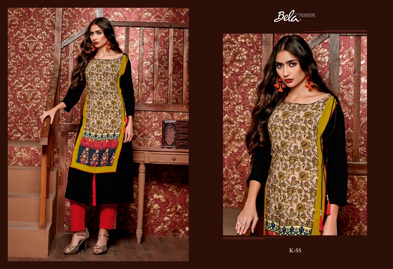 Bela fashion lifestyle 4 stylish fancy ready To Wear ethnic Kurties Collection at Wholesale Rate