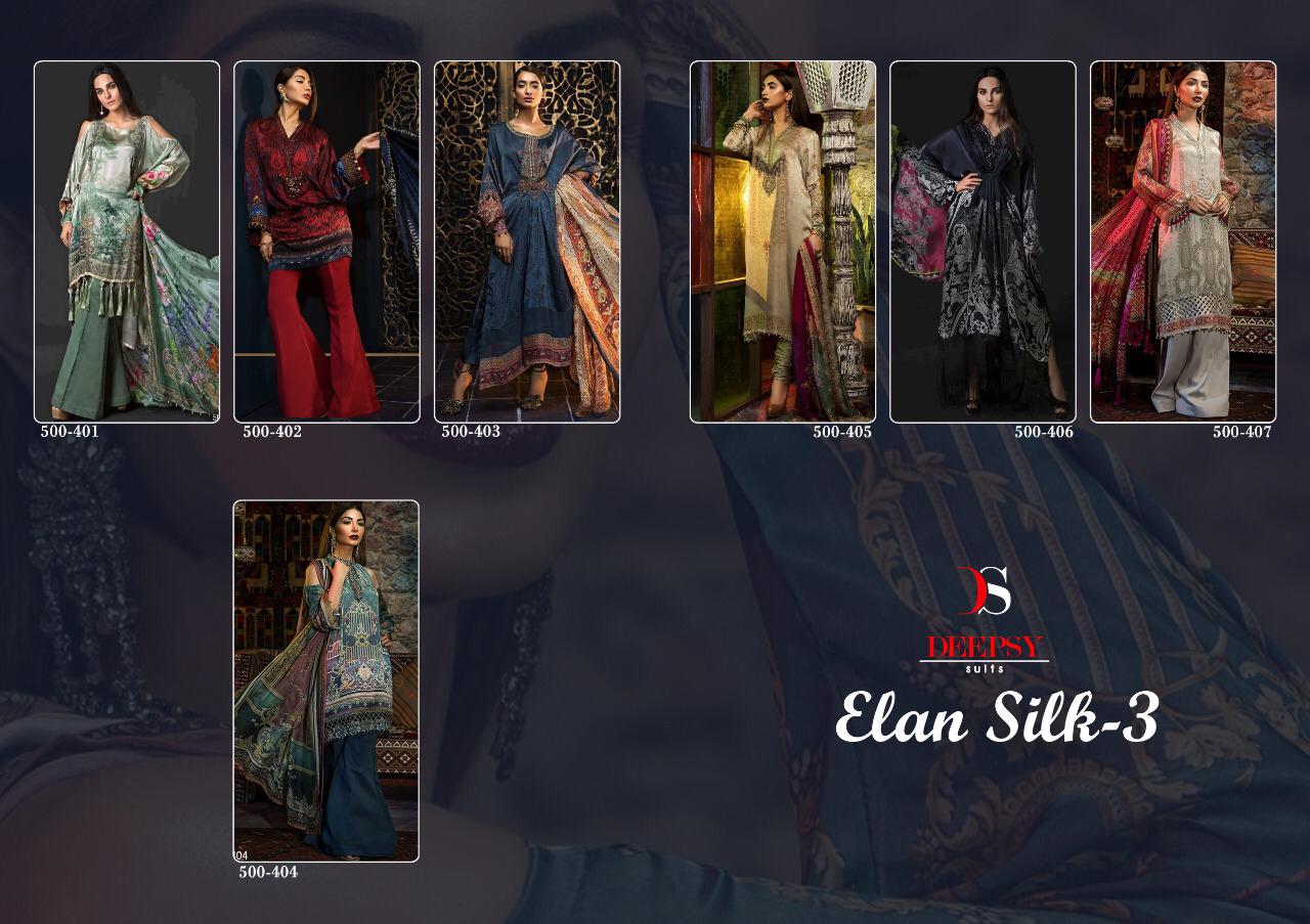 Deepsy suits elan silk 3 colourful designer fancy suits festive wear collection at Wholesale price