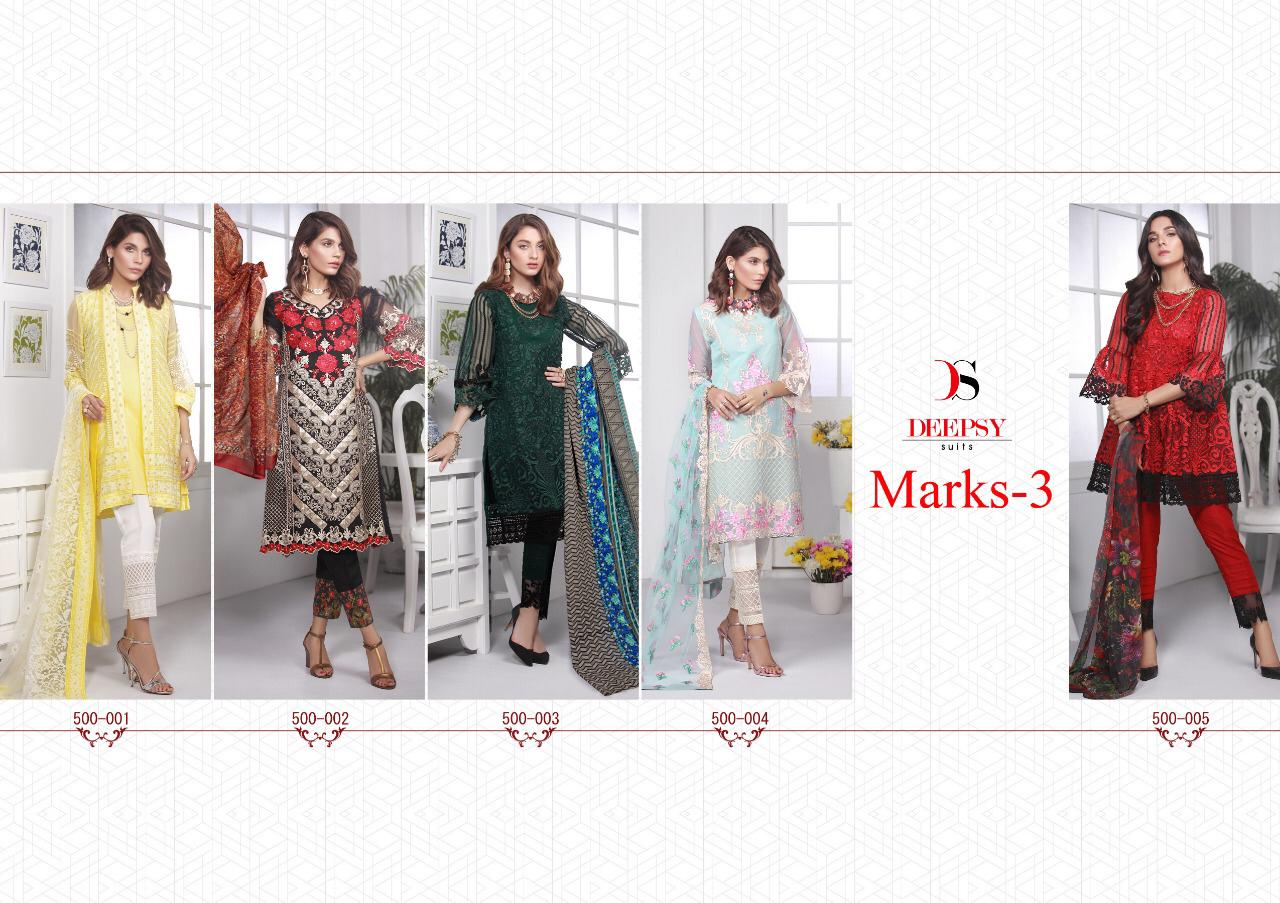 Deepsy suits marks 3 heavy embroidered salwar Kameez catalog