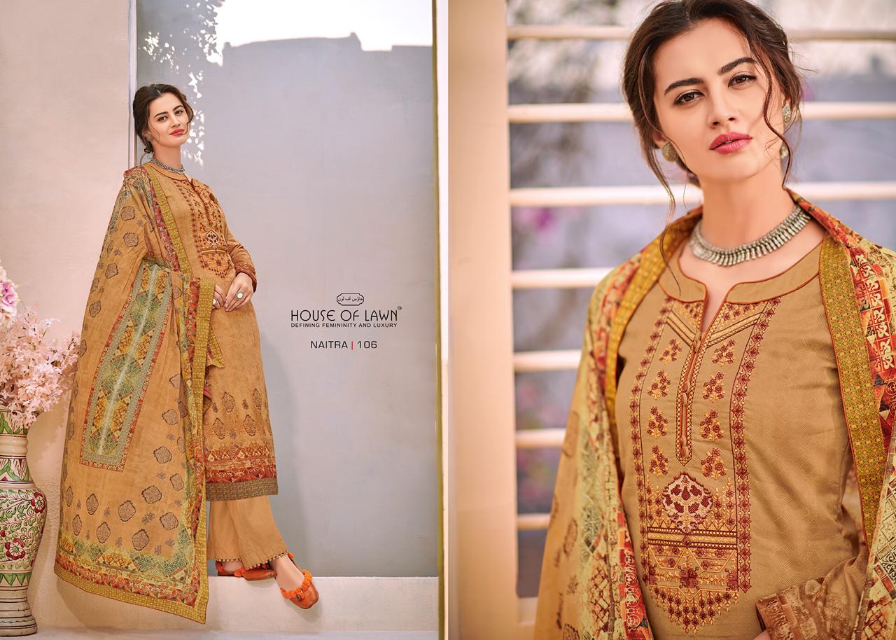 House of lawn naitra designer Pakistani suits collection wholesaler