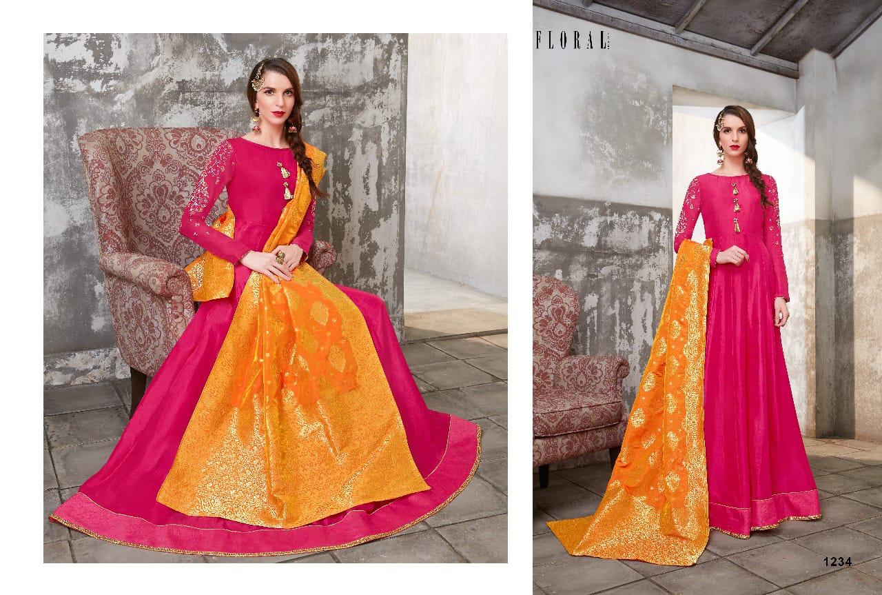 Jinaam dress floral cora ethnic wear beautiful Colours Gown collection