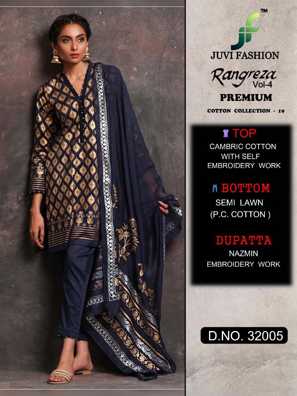 Juvi fashion rangreza vol 4 premium cotton collection 19 Cambric cotton Pakistani salwar kameez Collection