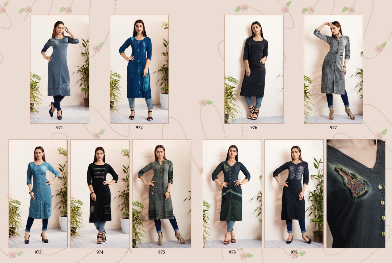 Kajree Fashion shehzaadi vol 3 ready To Wear denim style Kurties Collection