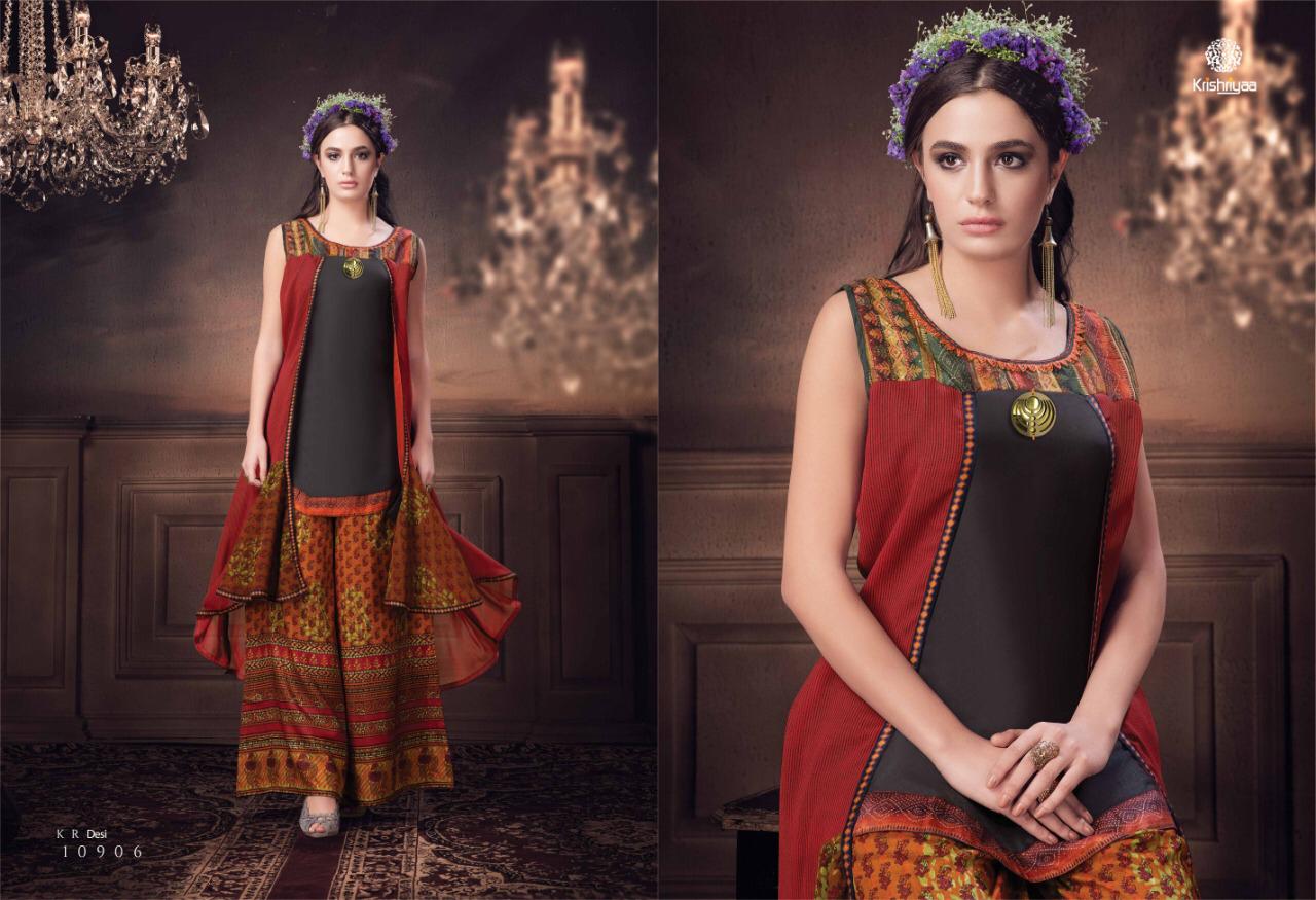 Krishriyaa silk affair vol 6 beautiful designer Kurties with plazzo and Jacket