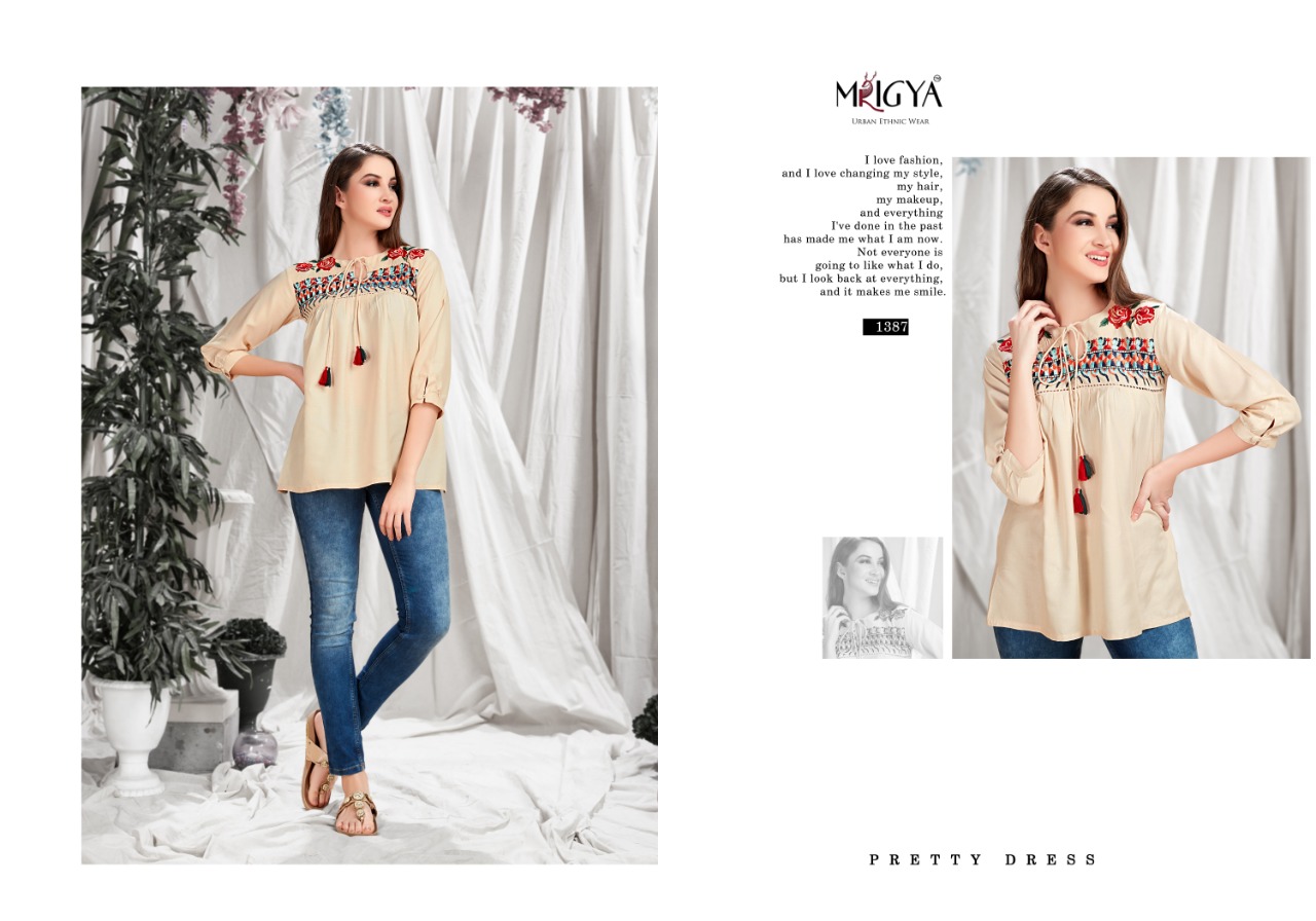 Mrigya clothing fiona vol 6 nx ready to wear beautifull short tunics concept wholsale price
