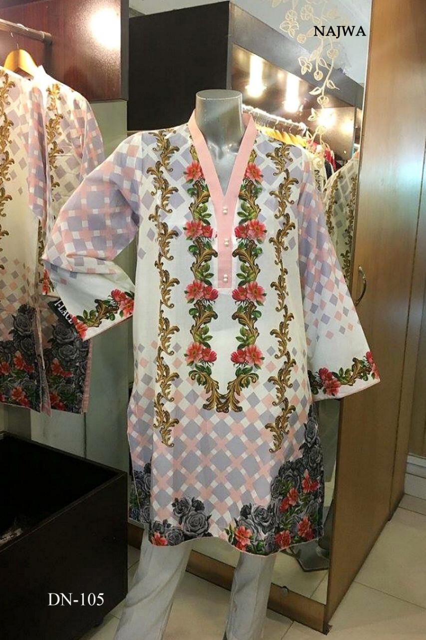 Najwa embroidered kurti unstitched digital printed kurti collection