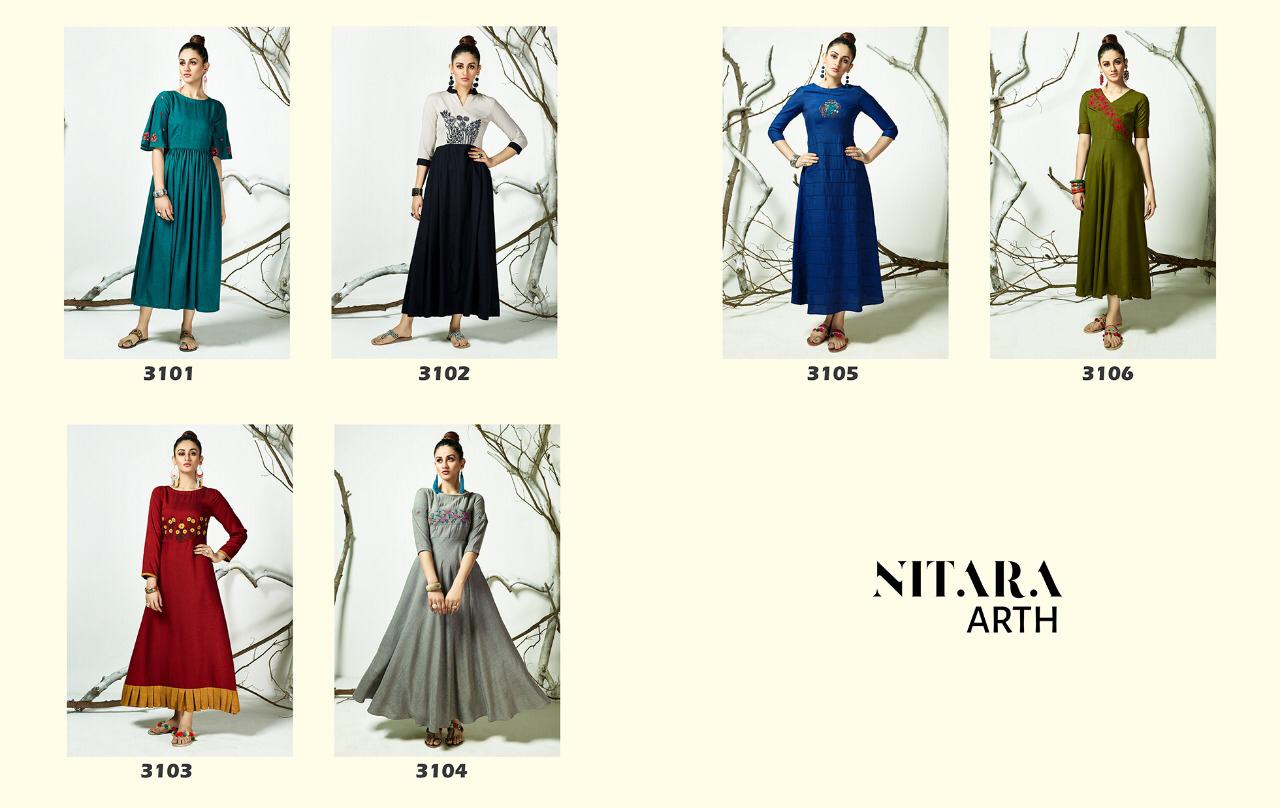 Nitara arth fancy wear rayon cotton Kurties Collection at Wholesale Rate
