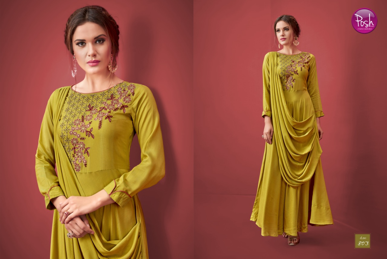 Posh eva beautiful colourful stylish gown ready to wear at wholsale price