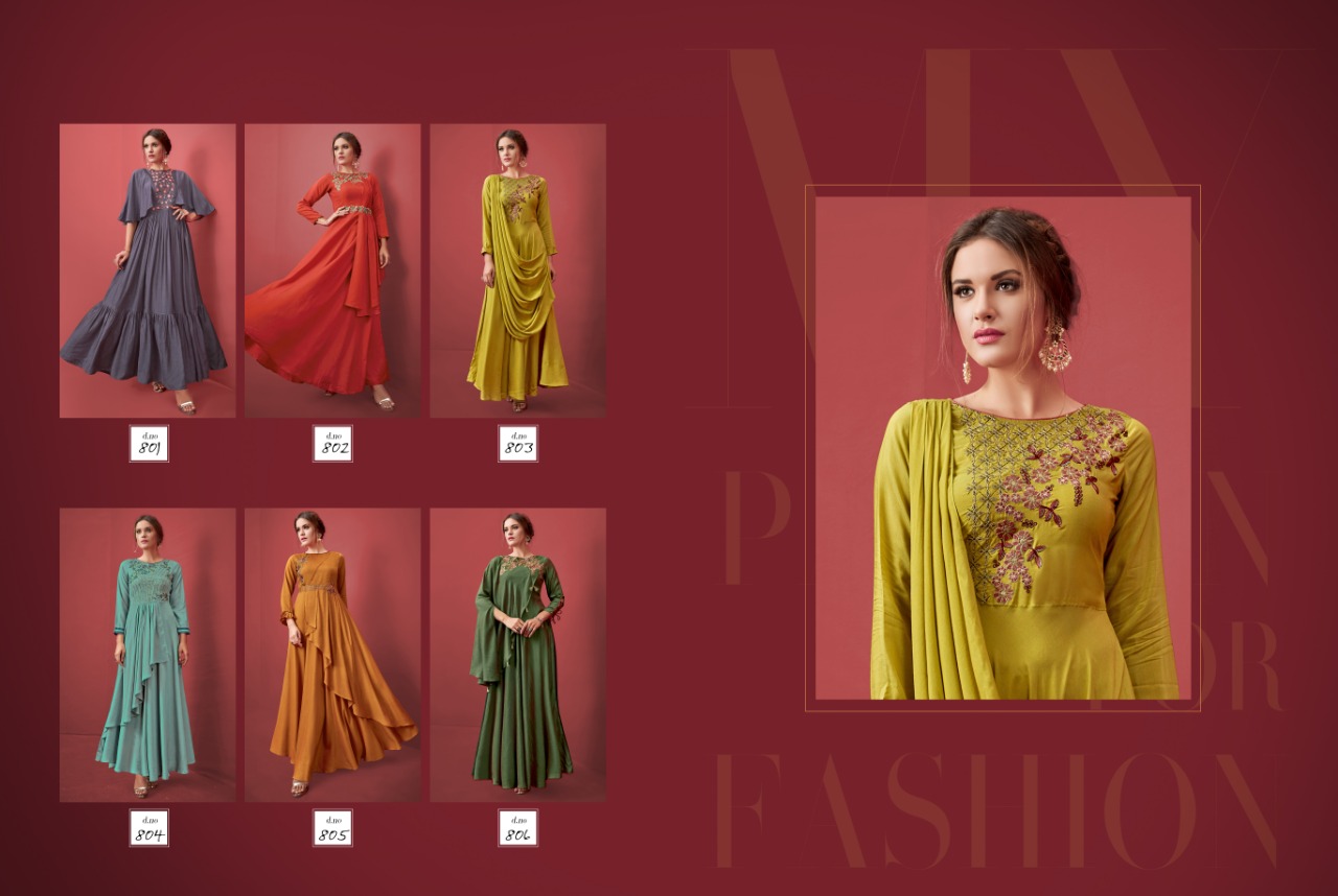 Posh eva beautiful colourful stylish gown ready to wear at wholsale price
