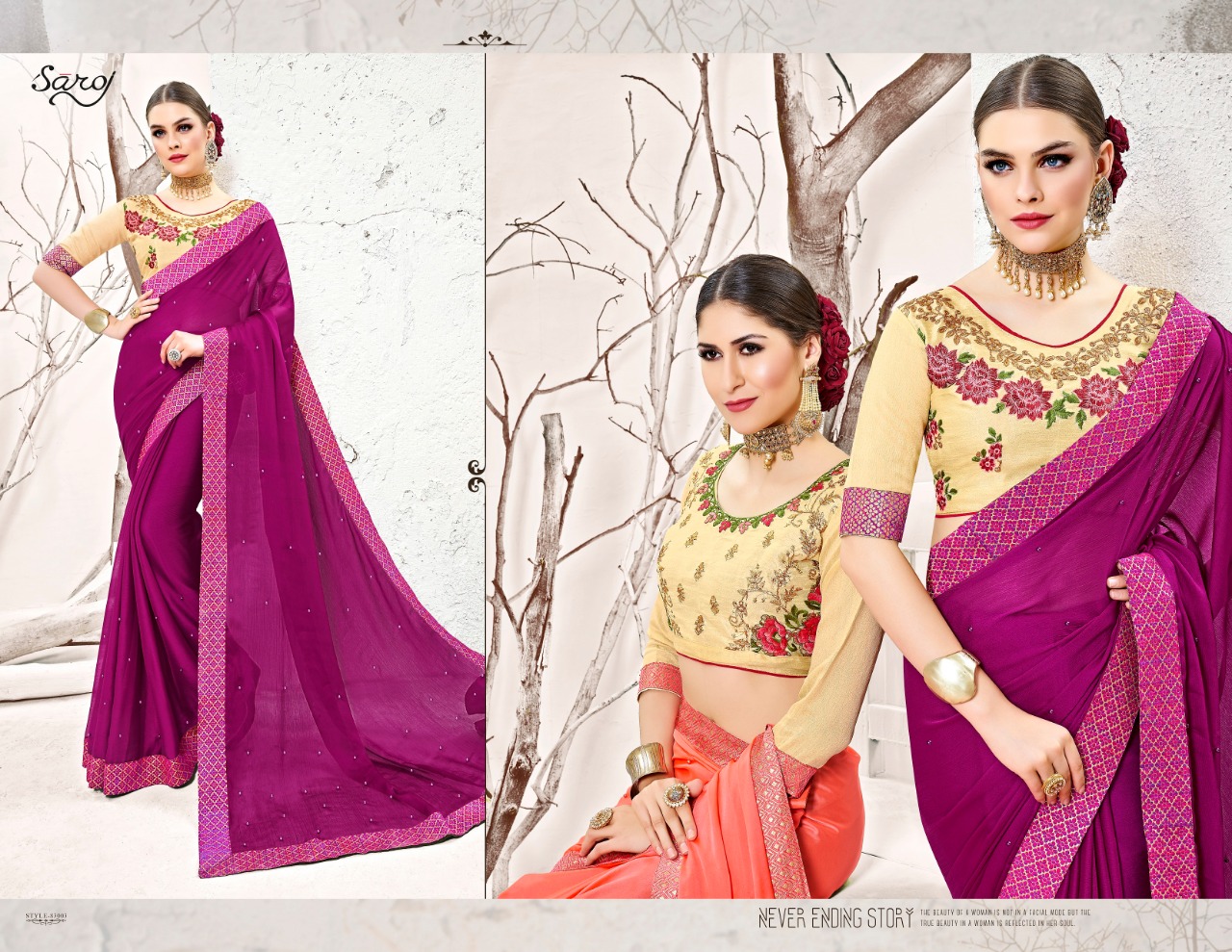 Saroj blockbuster stylish fancy party wear sarees Collection Dealer