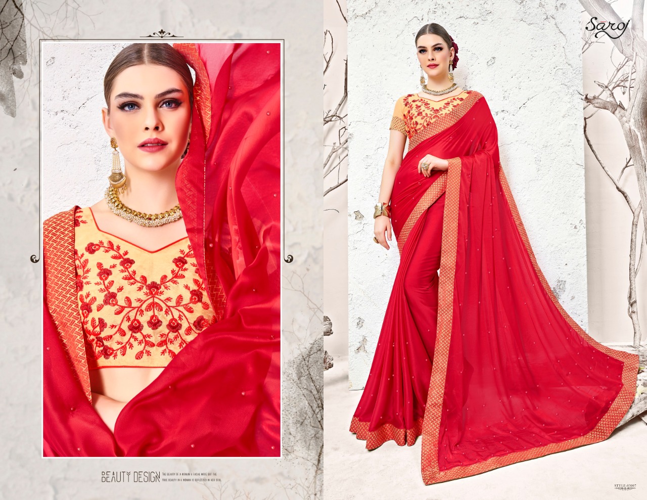 Saroj blockbuster stylish fancy party wear sarees Collection Dealer