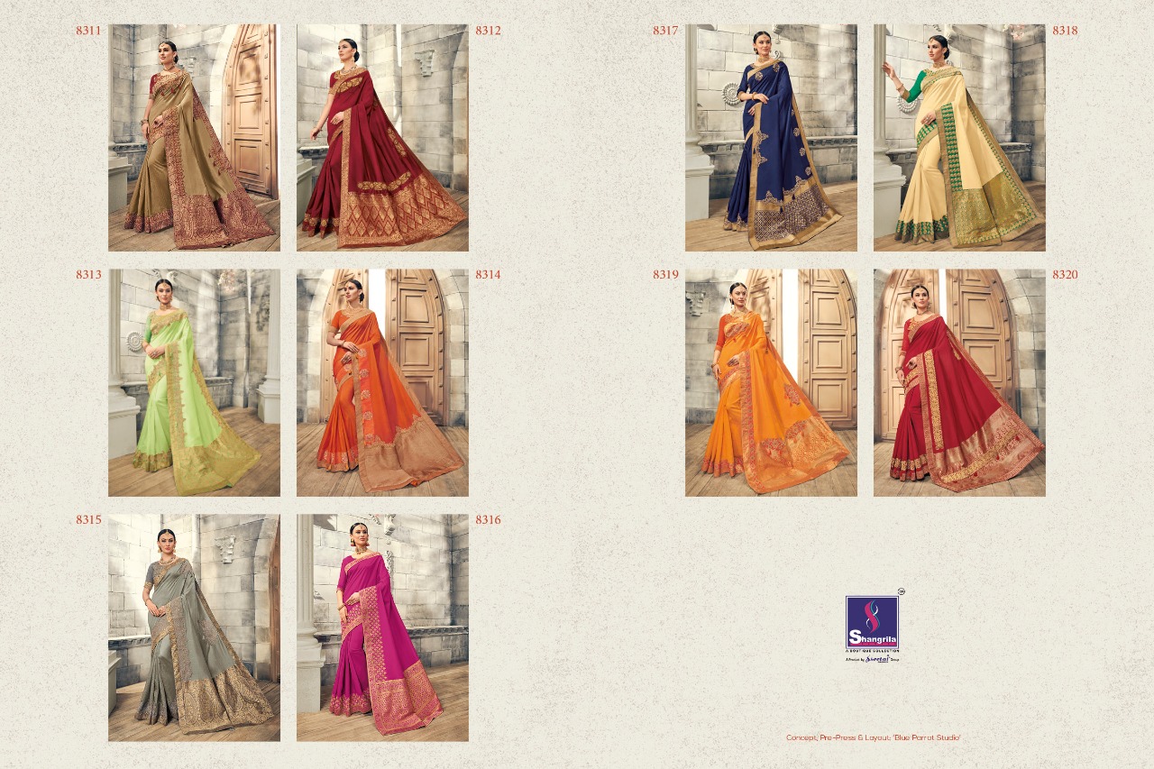 Shangrila farmaish occasional Wear Colourful sarees Collection