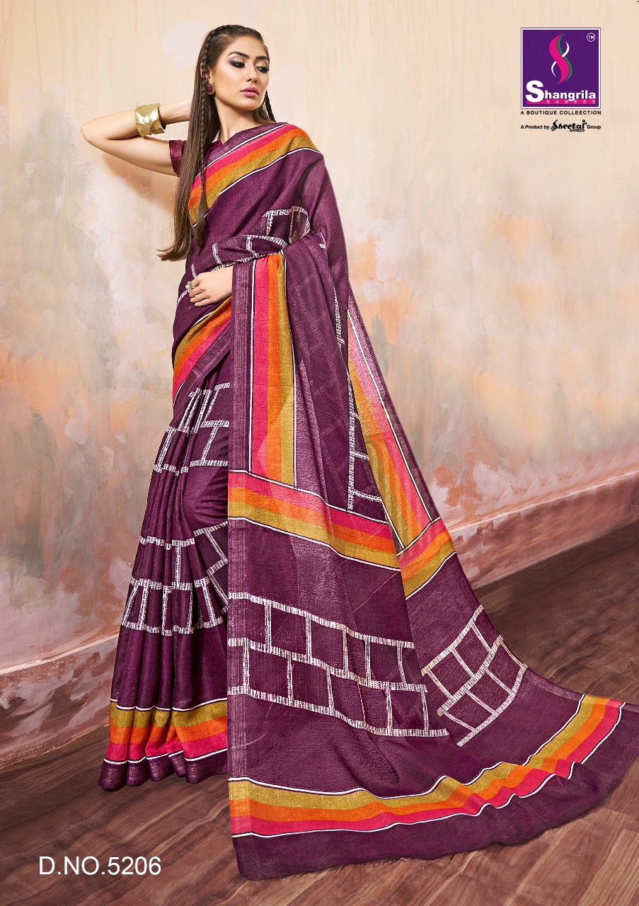 Shangrila linen silk beautiful trendy look sarees concept
