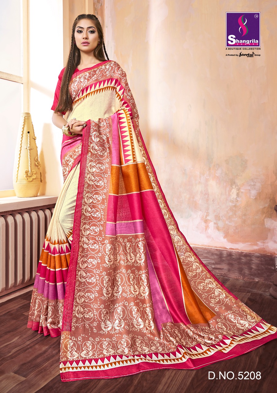 Shangrila linen silk beautiful trendy look sarees concept