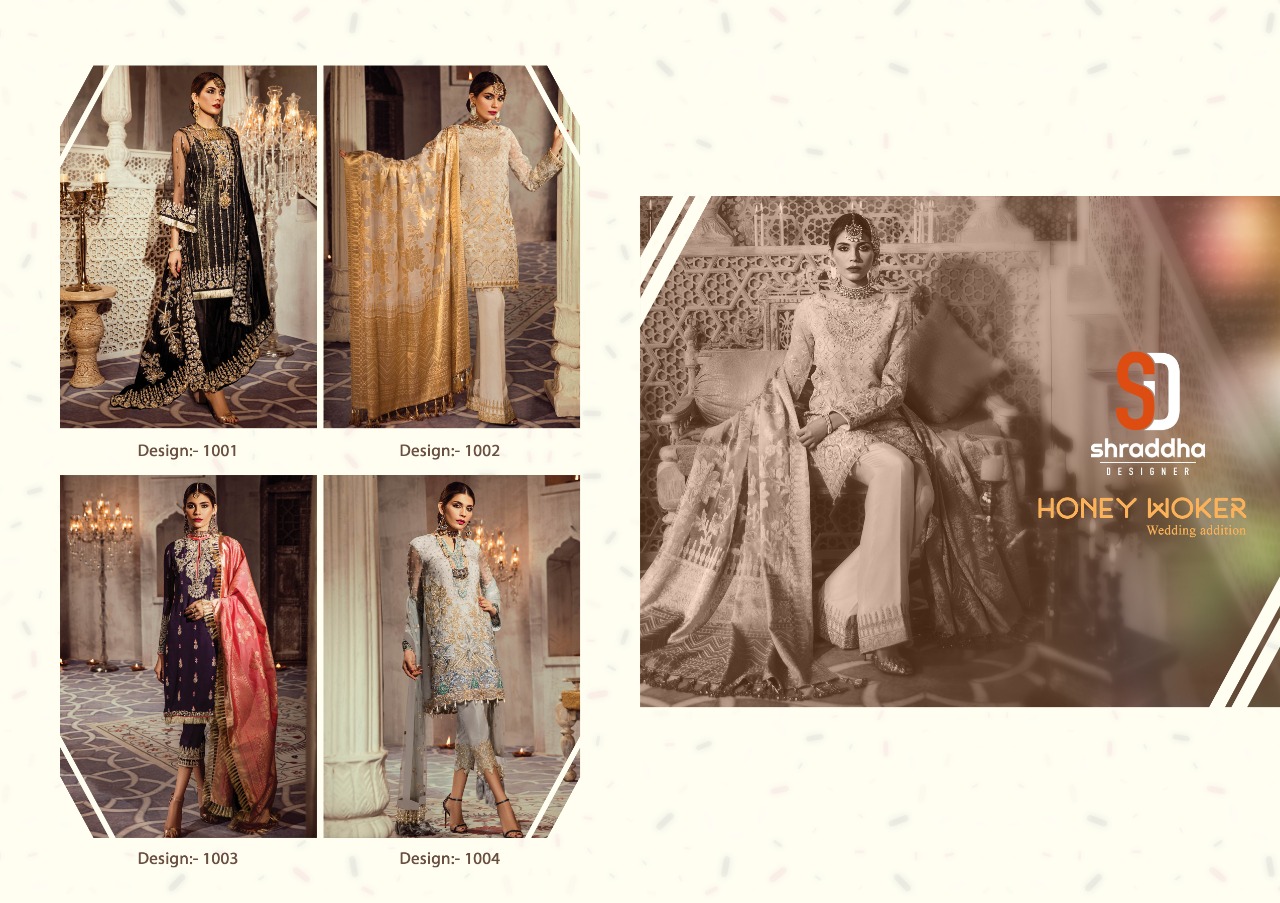 Shraddha Designer honey woker wedding addition Pakistani suits catalog at Wholesale rate