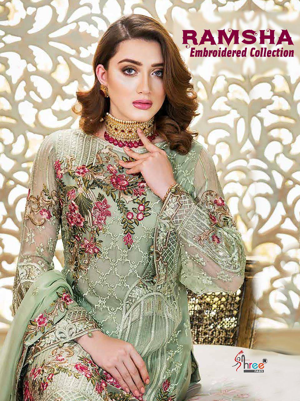 Shree fabs ramsha embroidered collection wedding wear designer suits collection