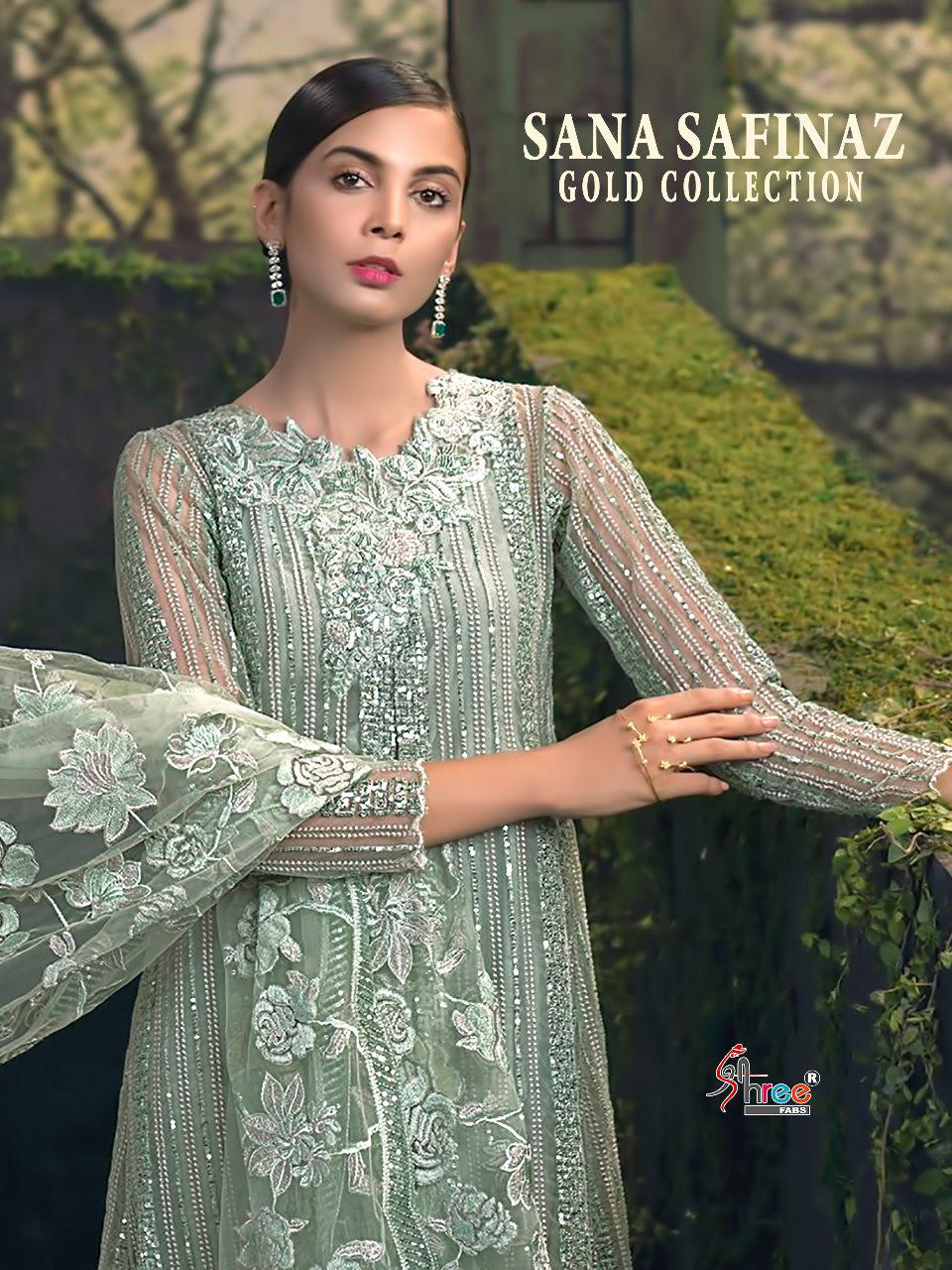 Shree Fabs sana safinaz gold fancy colours salwar Kameez Collection at Wholesale Rate
